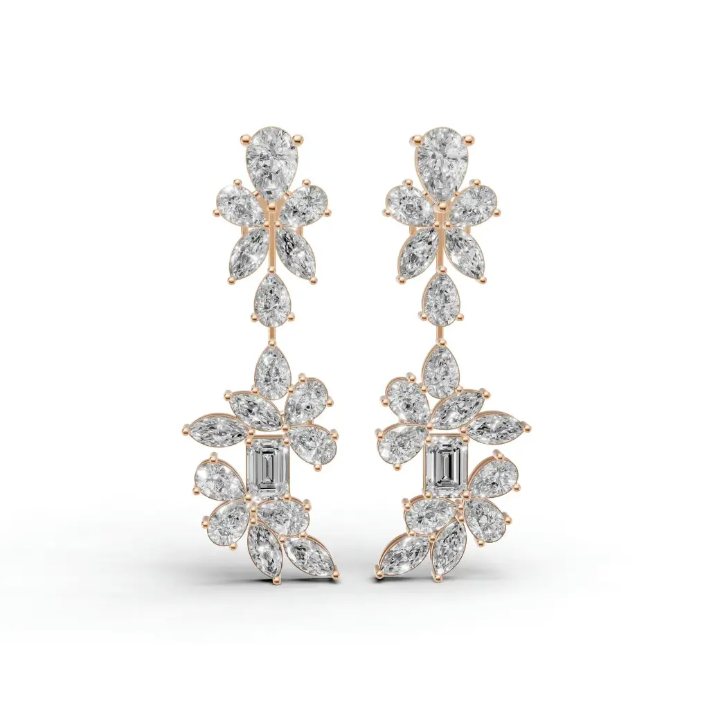 Dangy arc diamond earring