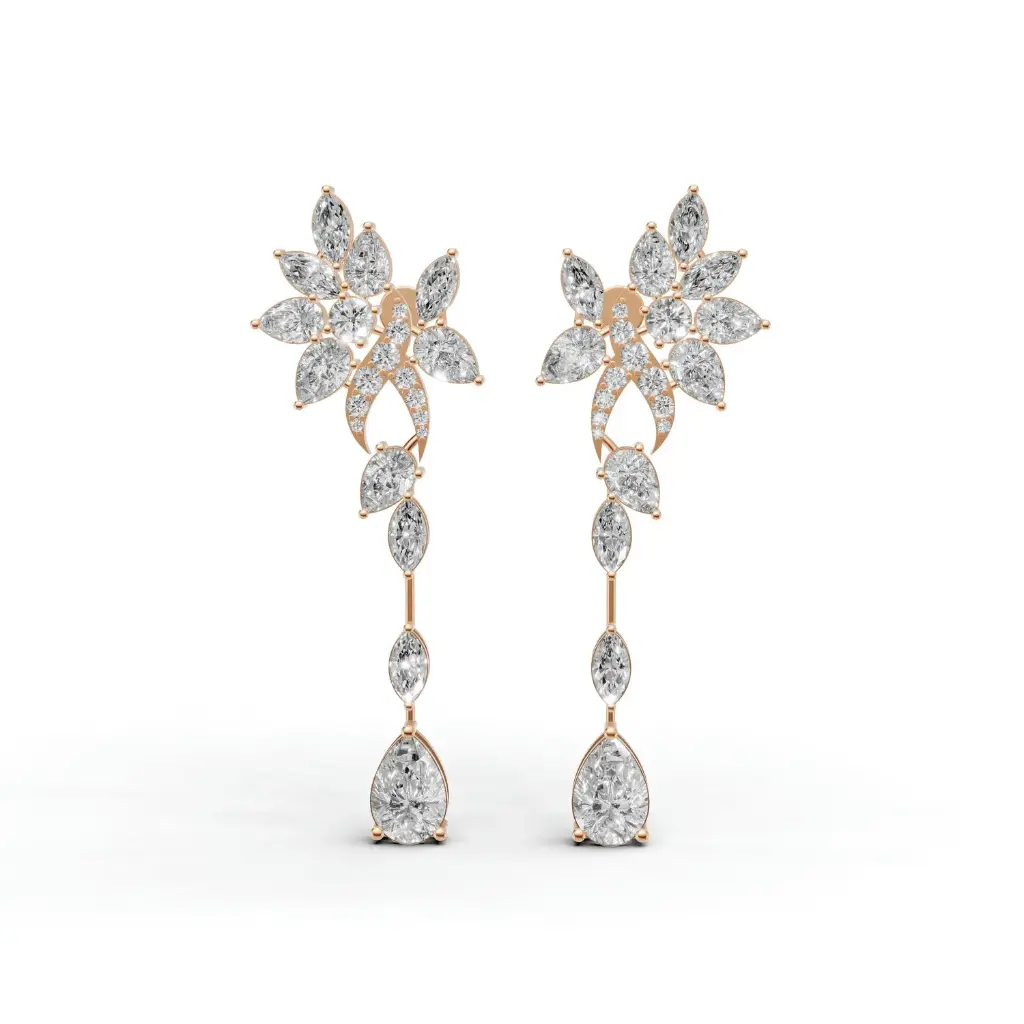 Diamond studded pavo earring