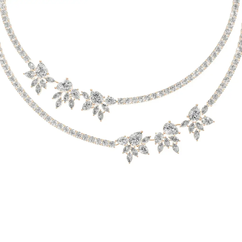 Fuchsia twin designer diamond necklace