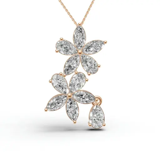 [14R611] Twin lilura diamond pendant (14KT, Rose)
