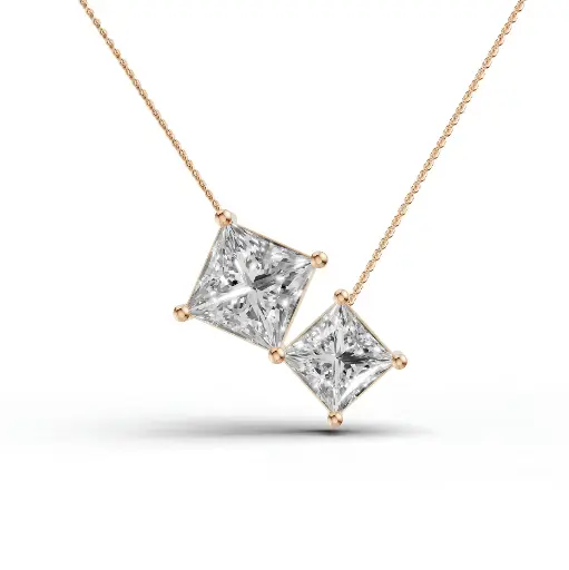 [14R683] Aine axis diamond pendan (14KT, Rose)