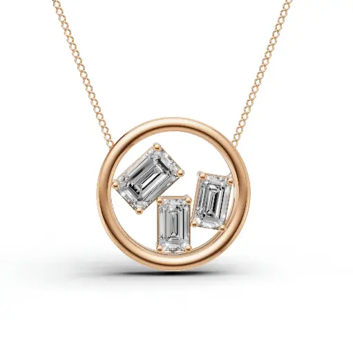 [14R695] Orria emerald diamond pendant (14KT, Rose)